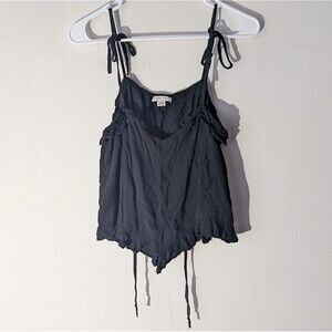 American Eagle Blank Ruffle Tie Knot Boho Tank Top Shirt Size Medium